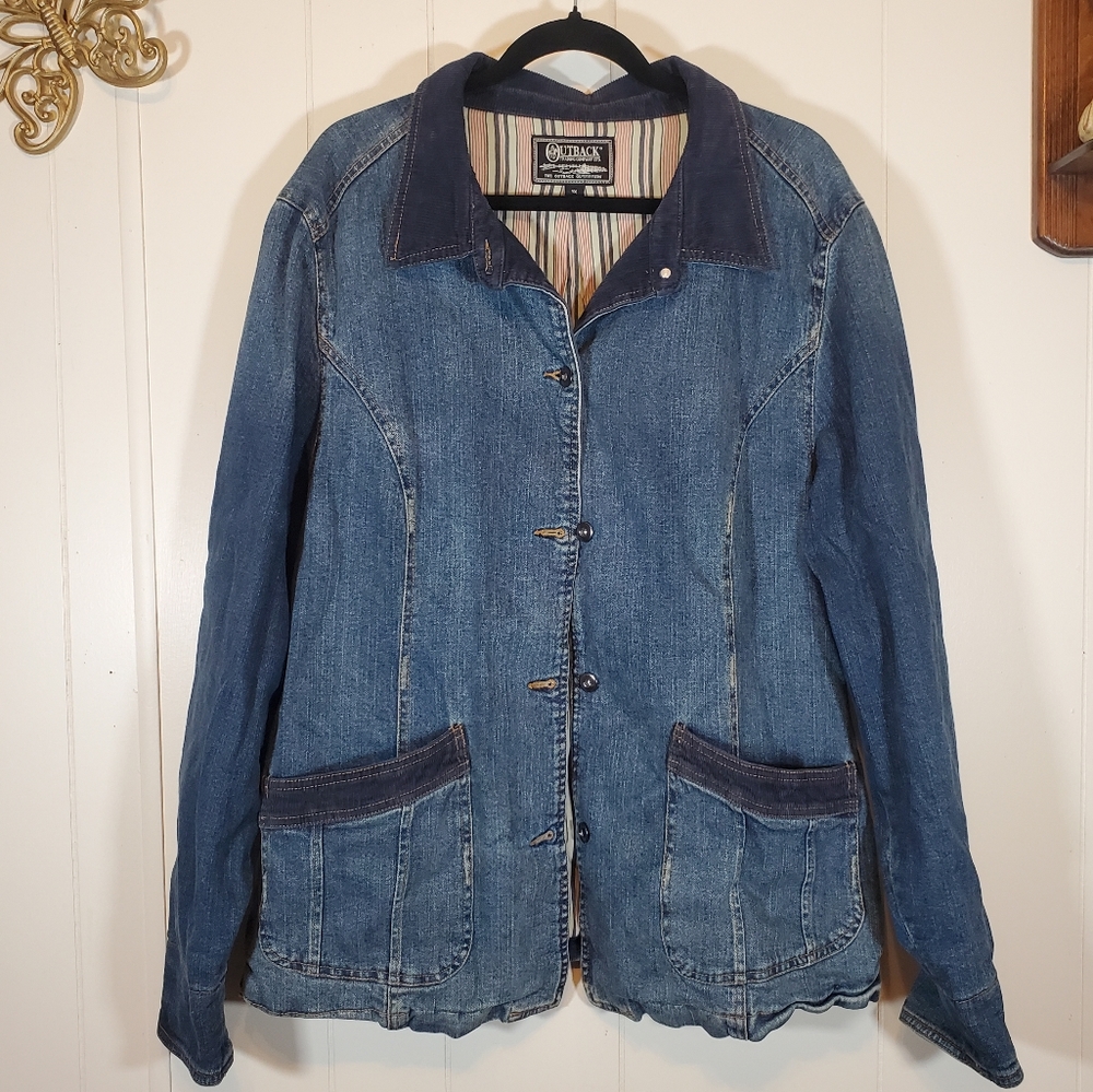 Outback Trading Co. Jean Denim Jacket Shacket Lined Size 1X